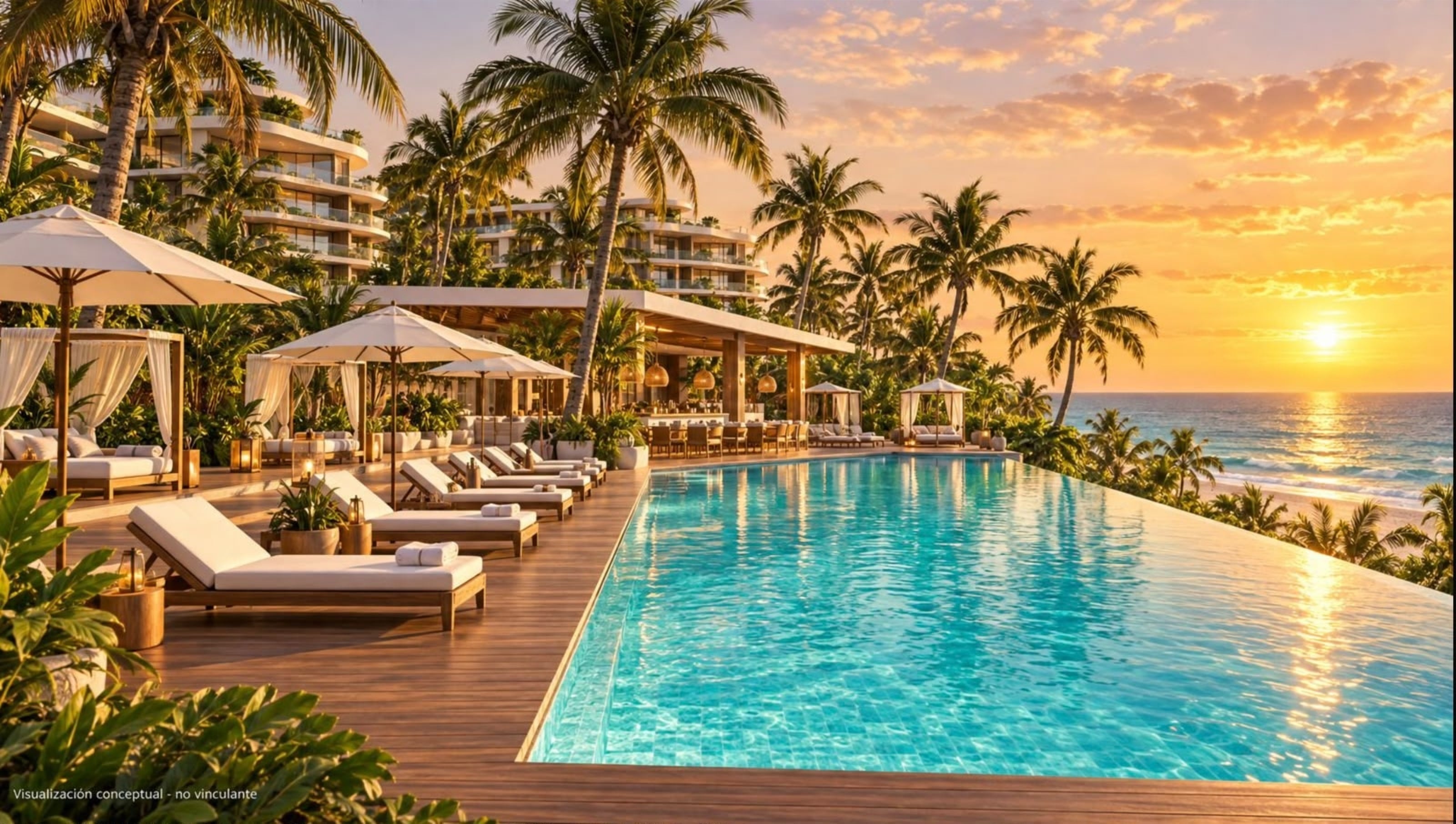 Piscina al atardecer